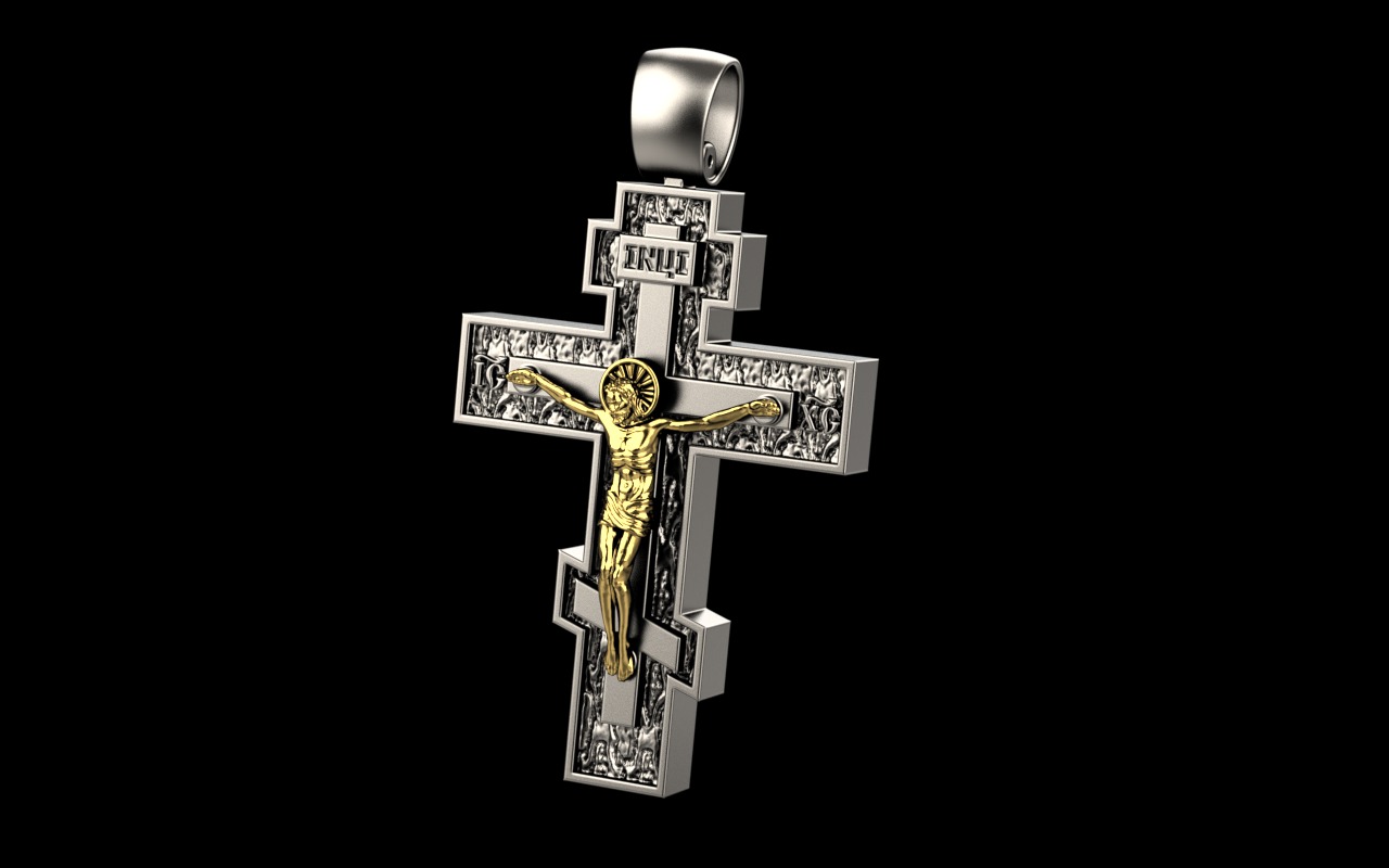 Cross pendant 1201 Orthodox 3D print model_1
