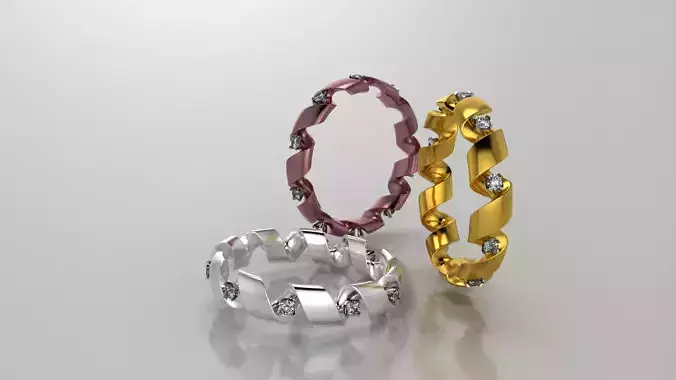 engagement ring spiral with diamonds sz18mm