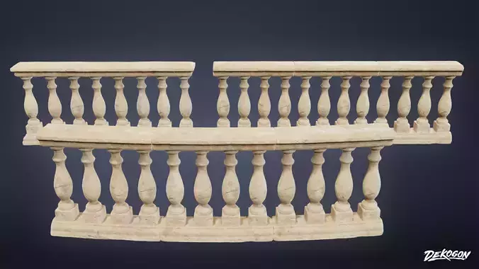 ANCIENT TEMPLE - Balustrade 01 - LOW POLY