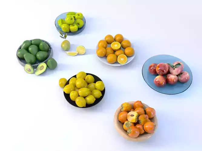 Fruit tray 3D model Low-poly 3D model