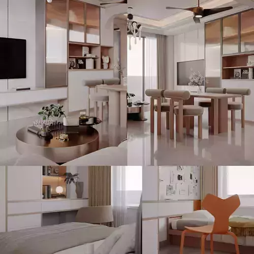 Modern home living room dining room bedroom children room