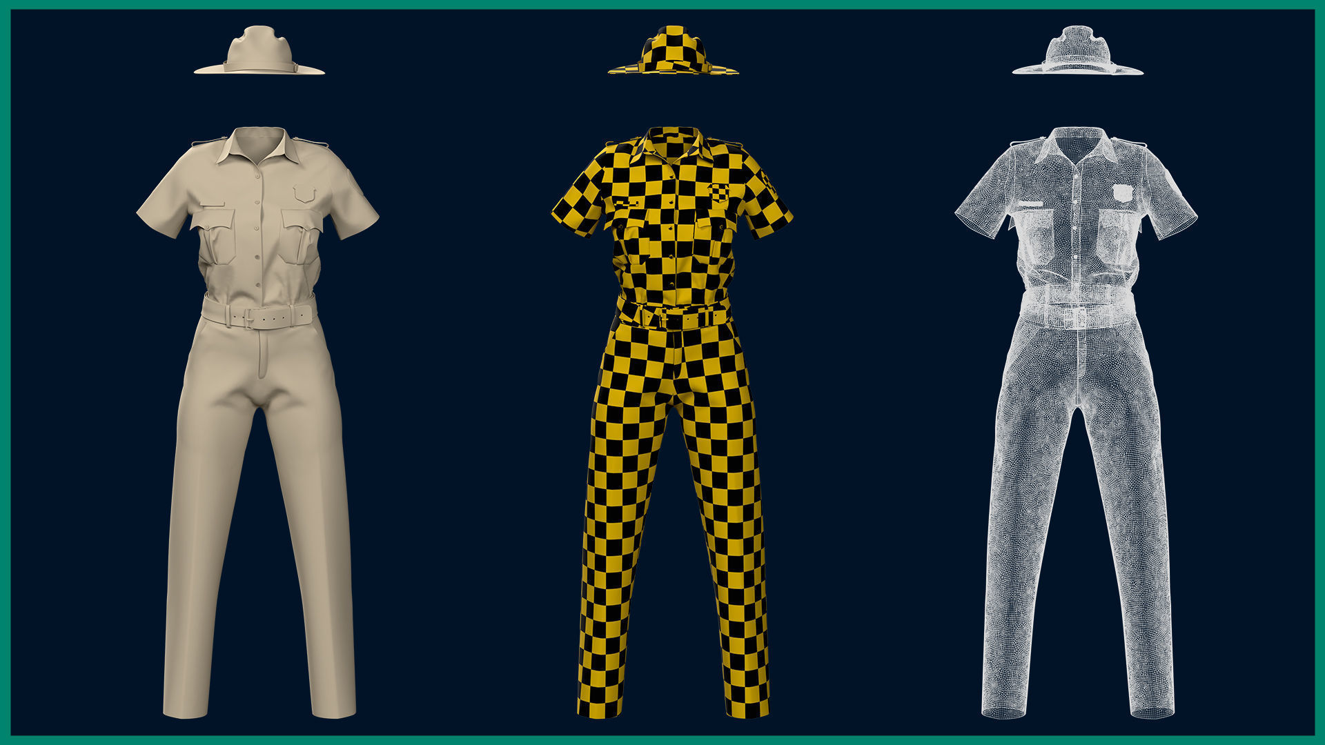 female ranger uniform with texture 3D model_4