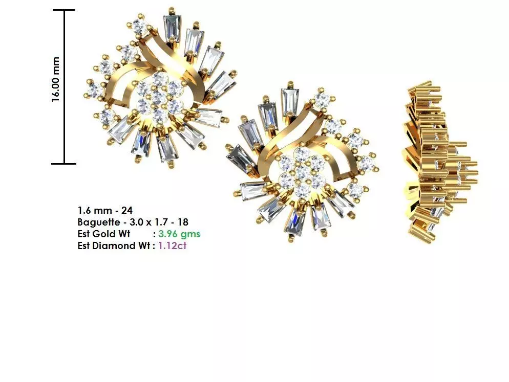 Women Earrings MTL MGX STL OBJ FBX Details 3D print model_0