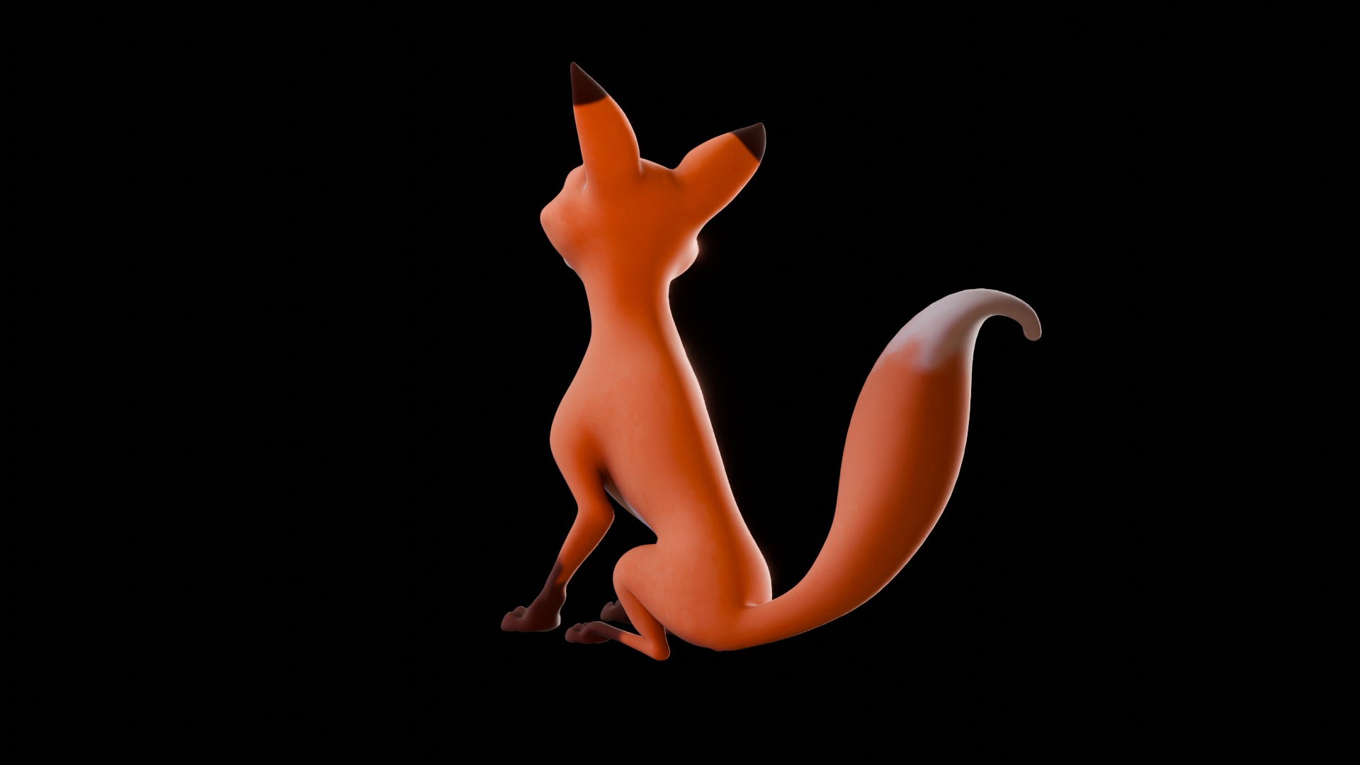 Cartoon Fox for blender Rigged Low-poly 3D model_17