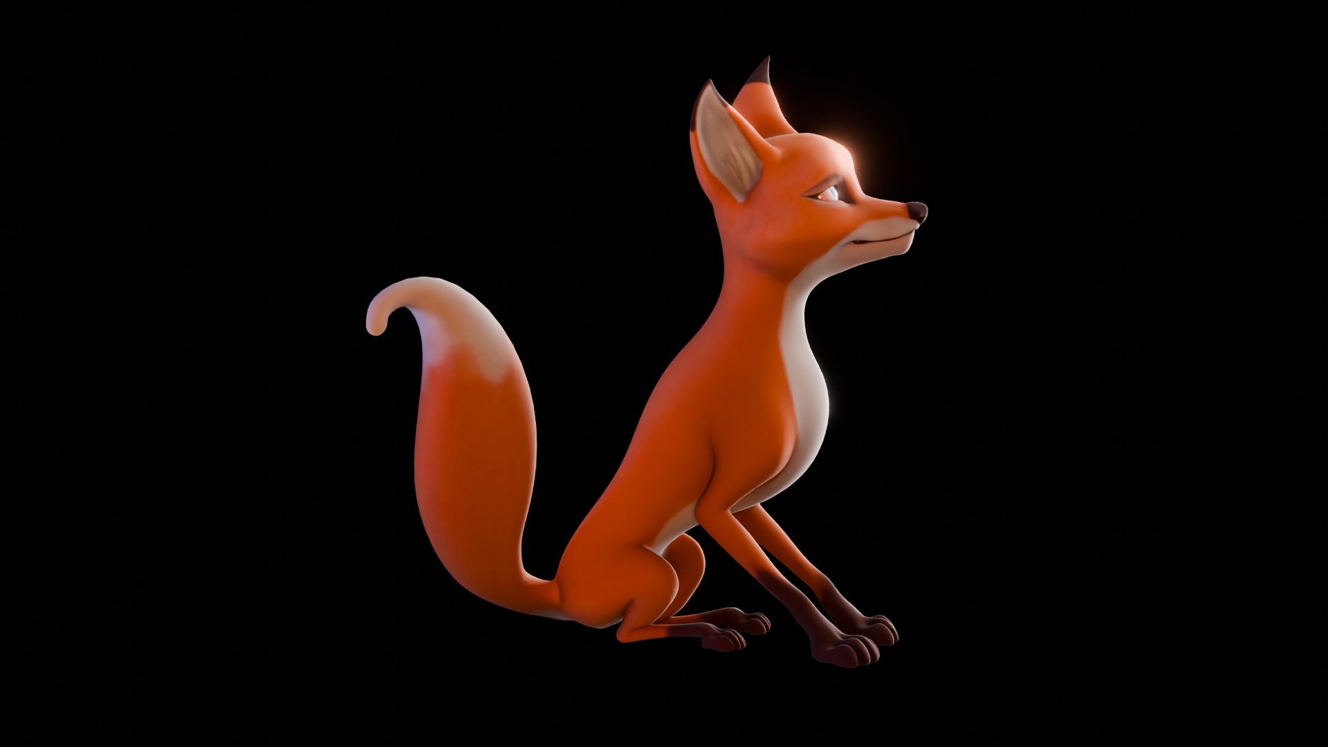 Cartoon Fox for blender Rigged Low-poly 3D model_20