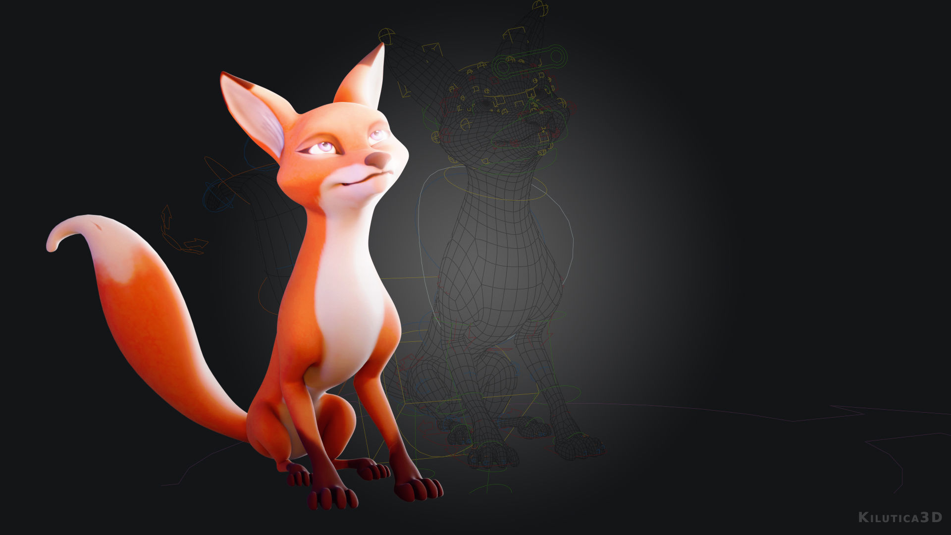 Cartoon Fox for blender Rigged Low-poly 3D model_2