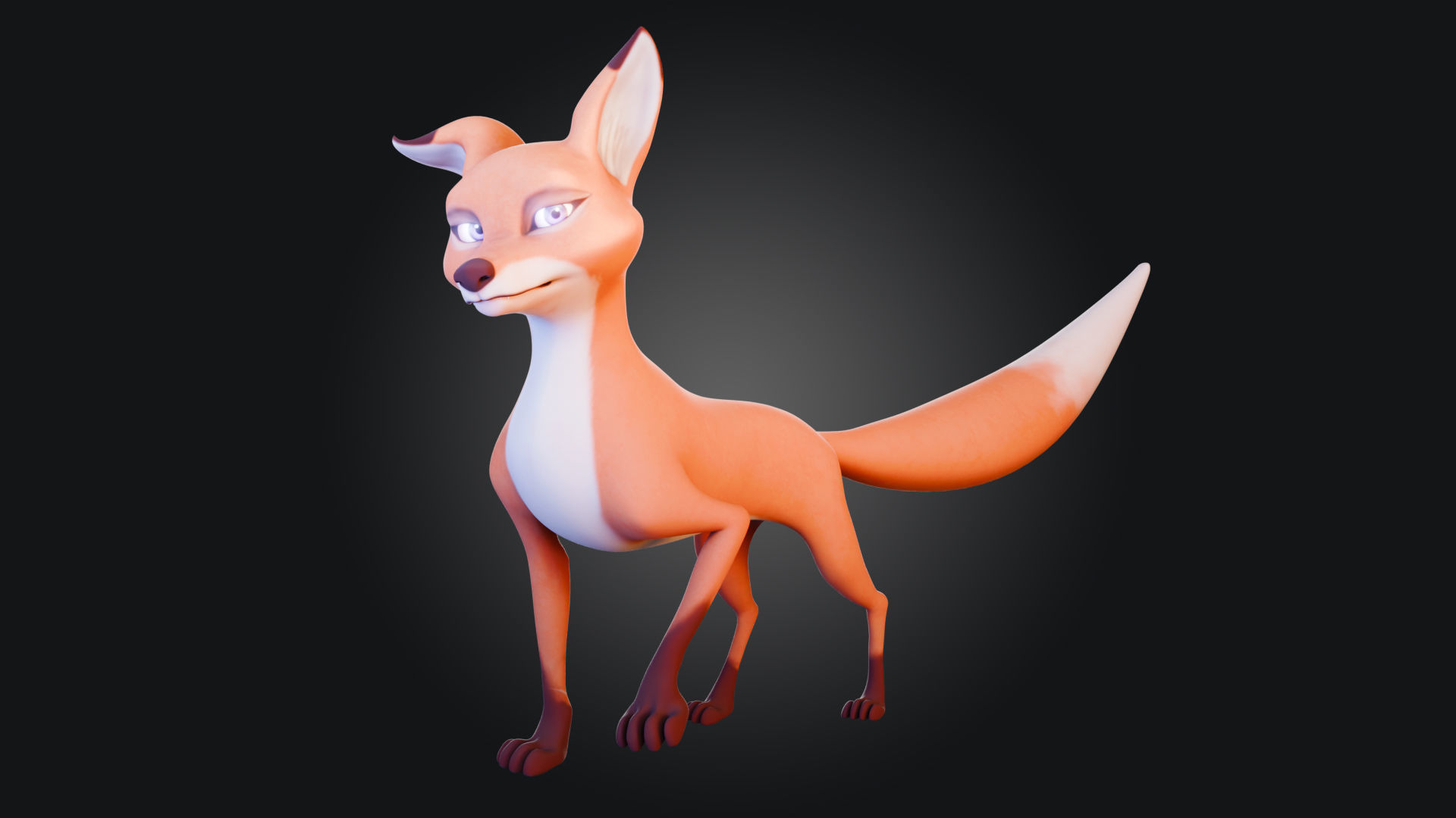 Cartoon Fox for blender Rigged Low-poly 3D model_6