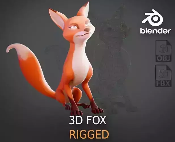 Cartoon Fox for blender Rigged