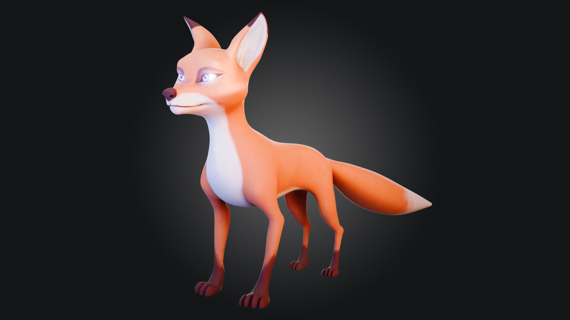 Cartoon Fox for blender Rigged Low-poly 3D model_5