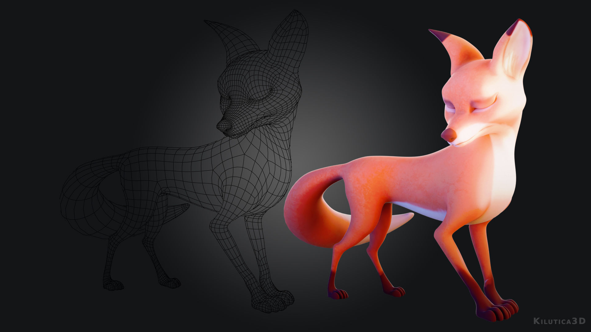 Cartoon Fox for blender Rigged Low-poly 3D model_12