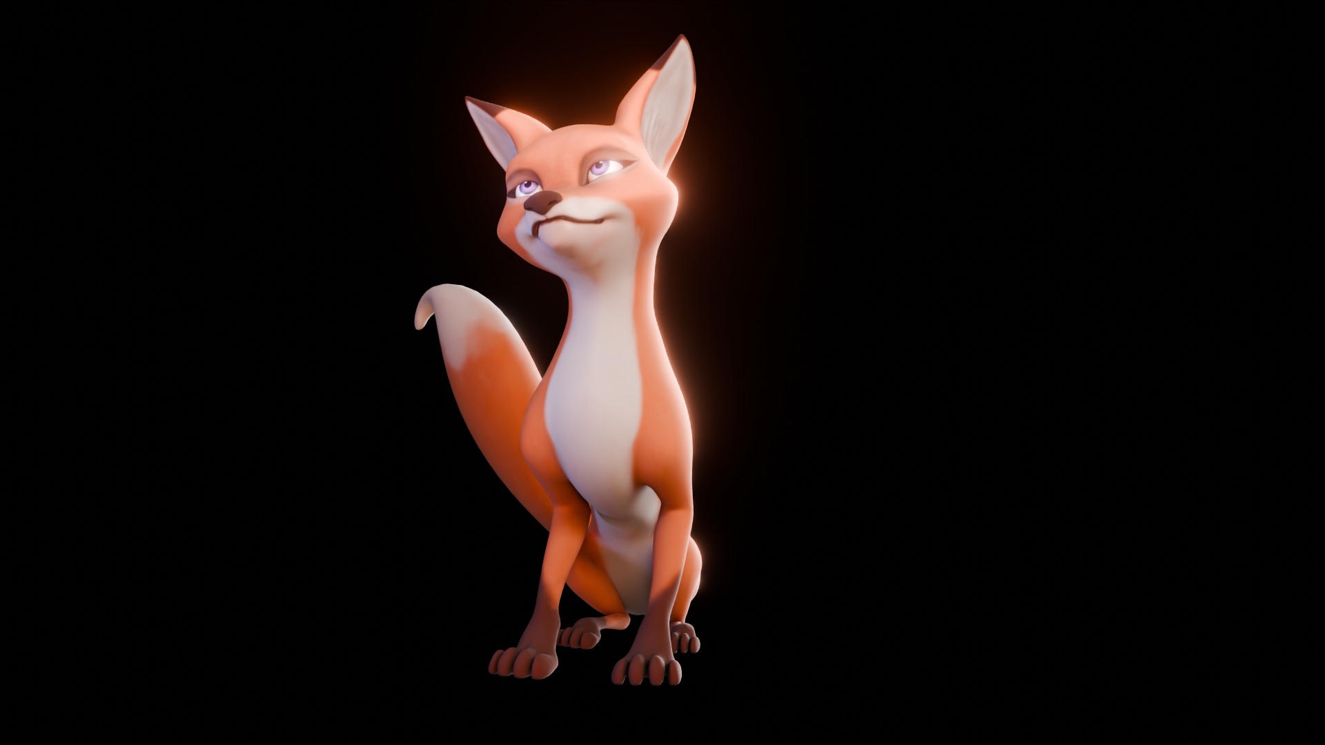 Cartoon Fox for blender Rigged Low-poly 3D model_14