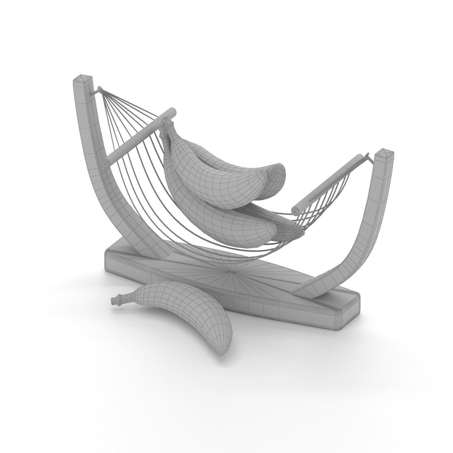 Basket of Banana Low-poly 3D model_4