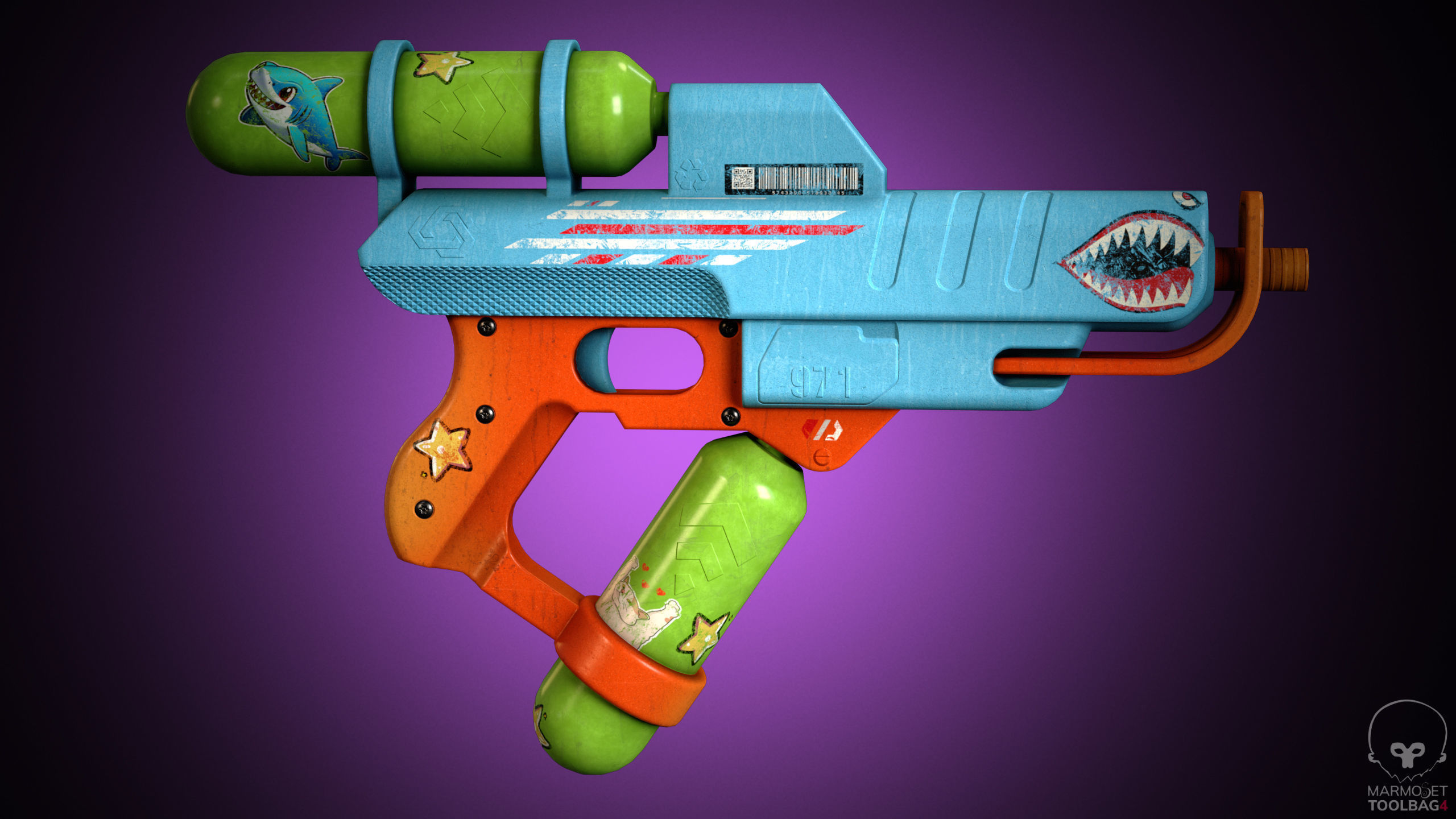 Water Pistol 3D Model Low-poly 3D model_2