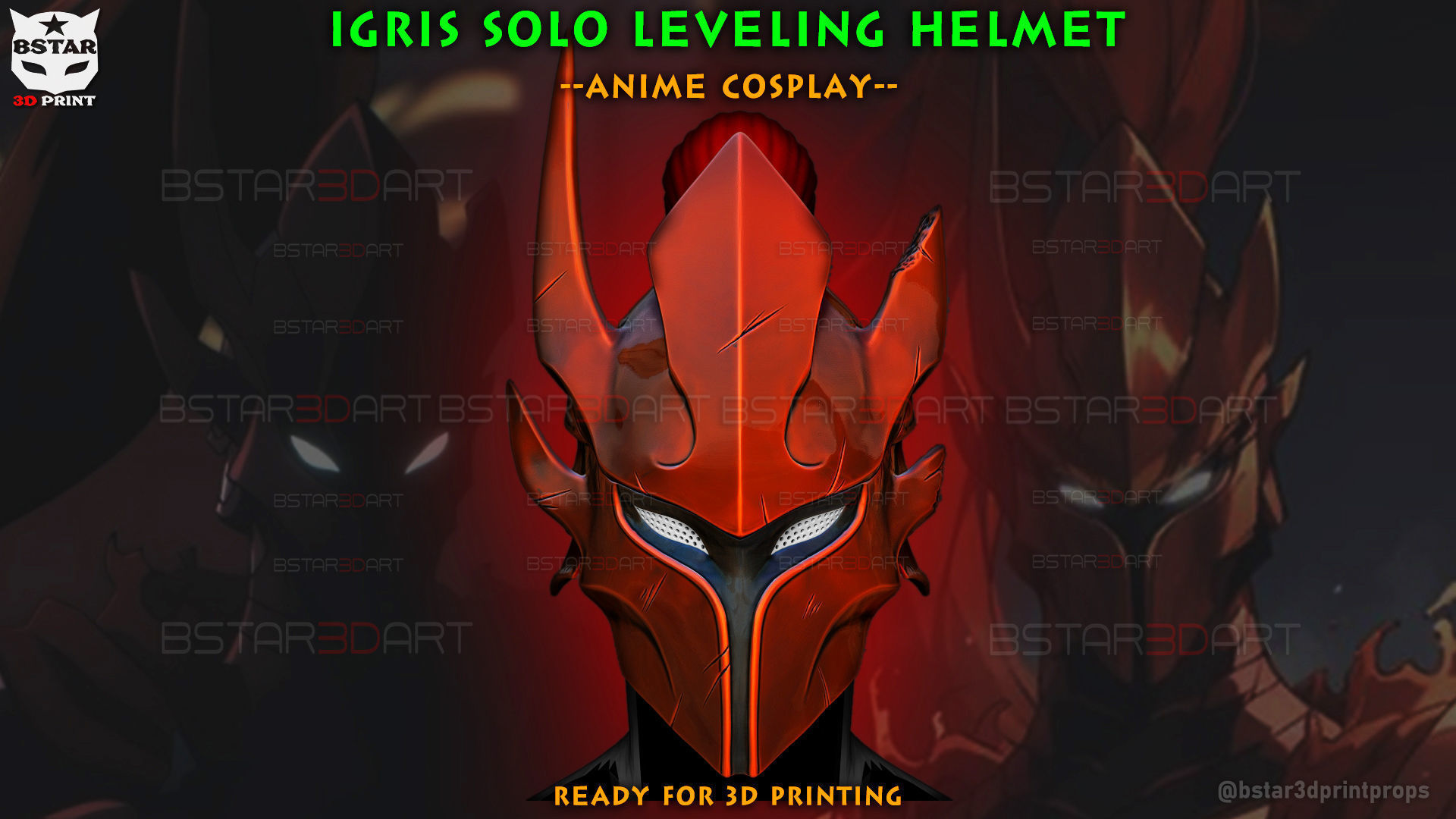 Igris Helmet With Hair- Solo Leveling Cosplay 3D print model_1