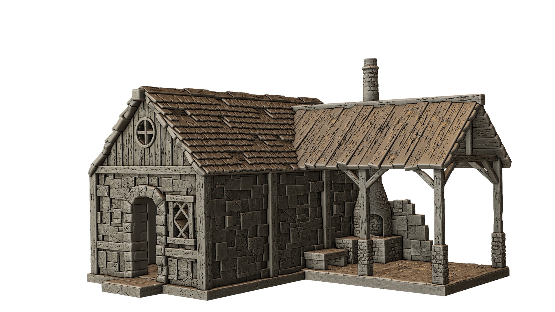 Corner house with oven 3D print model_1