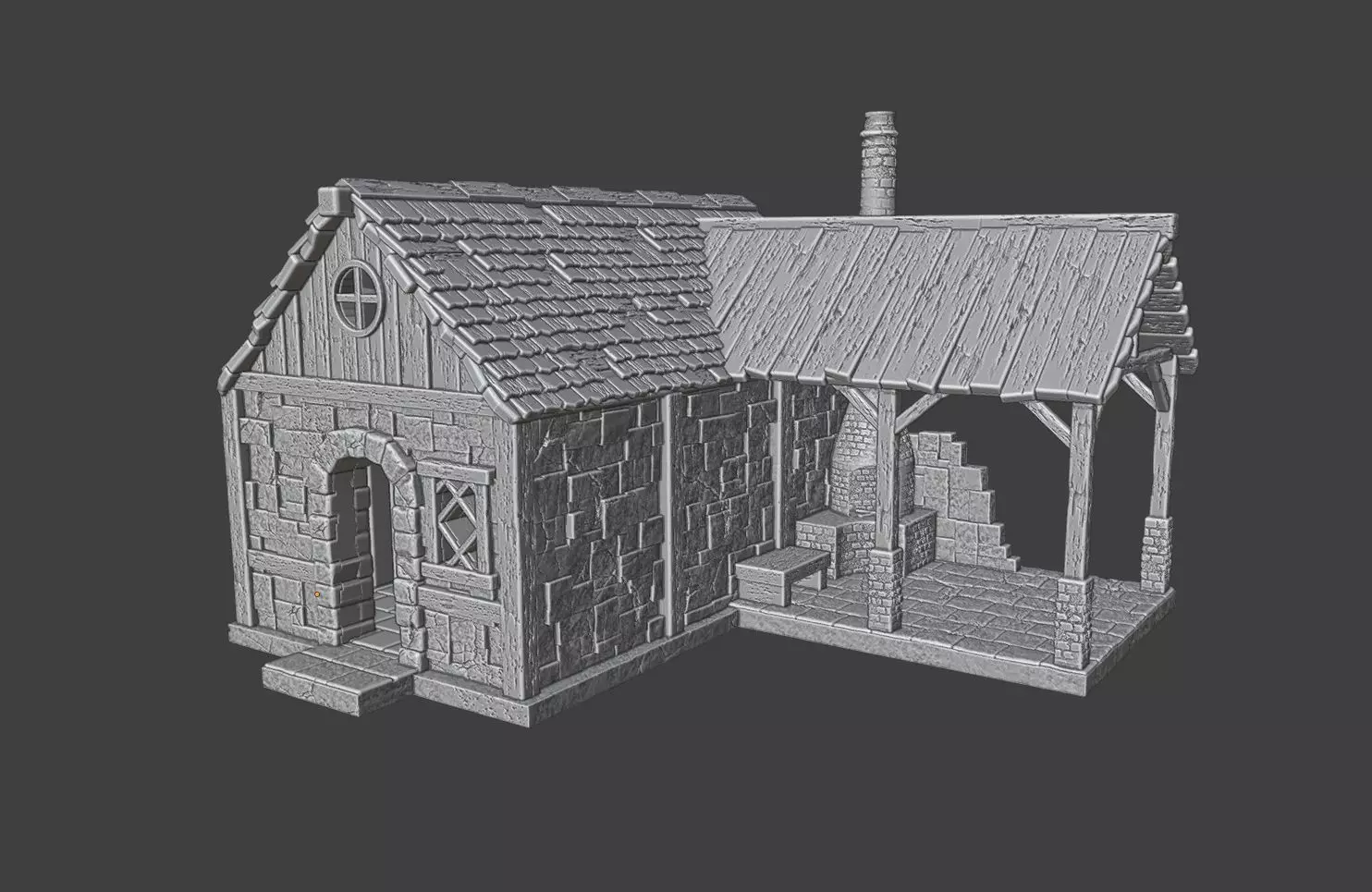 Corner house with oven 3D print model_0