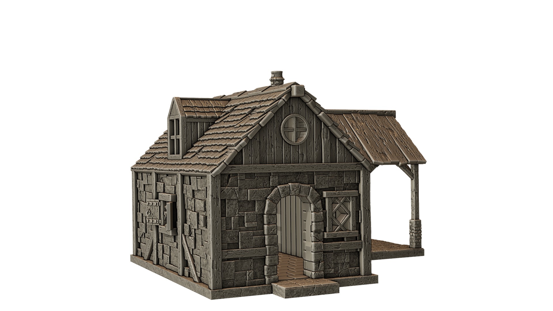 Corner house with oven 3D print model_2
