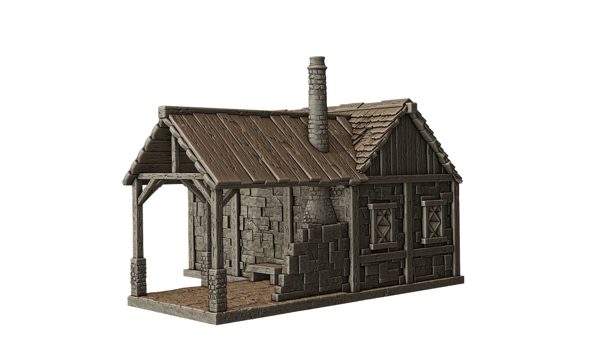 Corner house with oven 3D print model_3