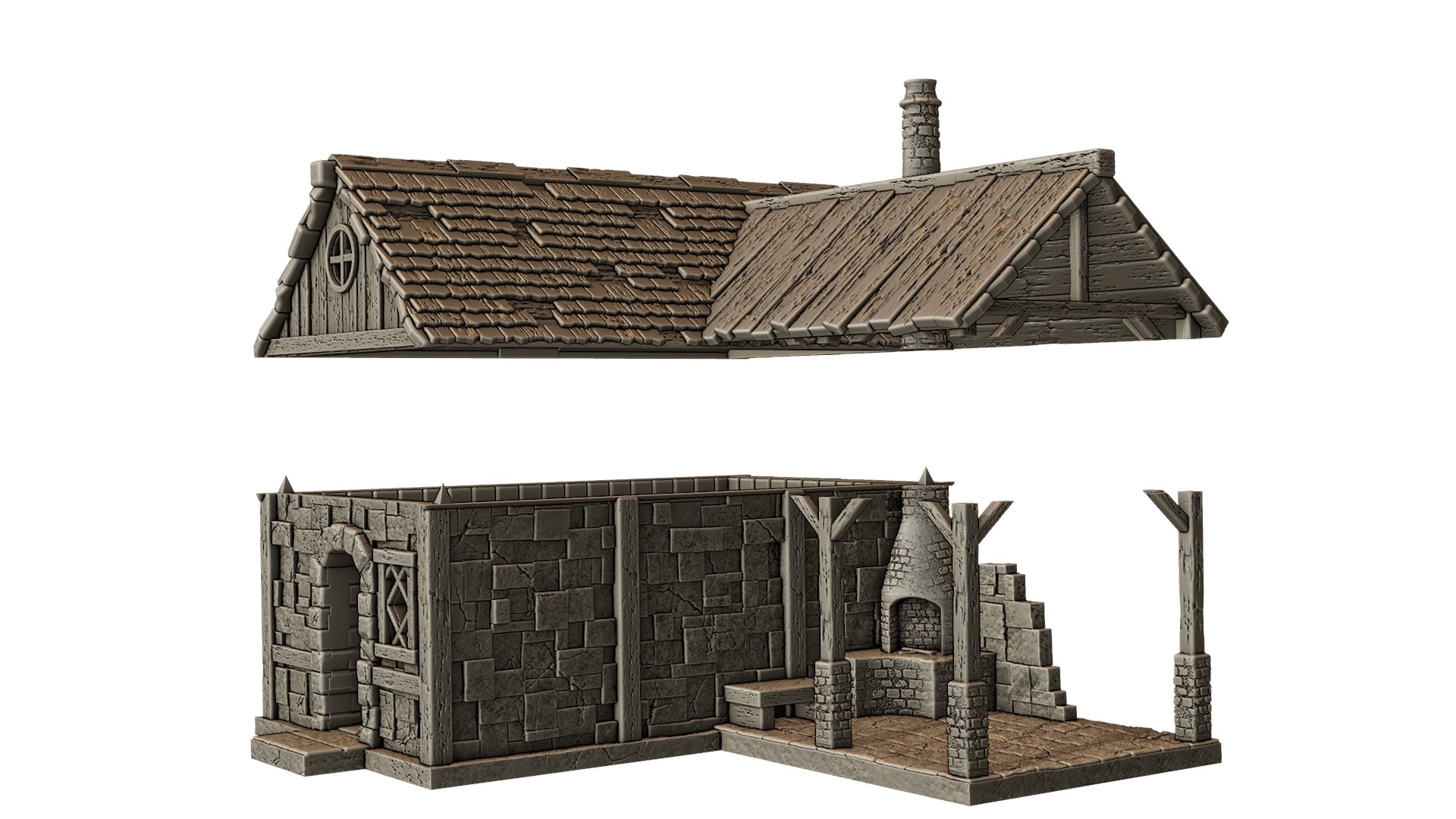 Corner house with oven 3D print model_4