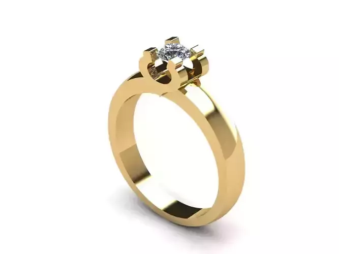 Round Cut Diamond Engagement Ring 3D print model