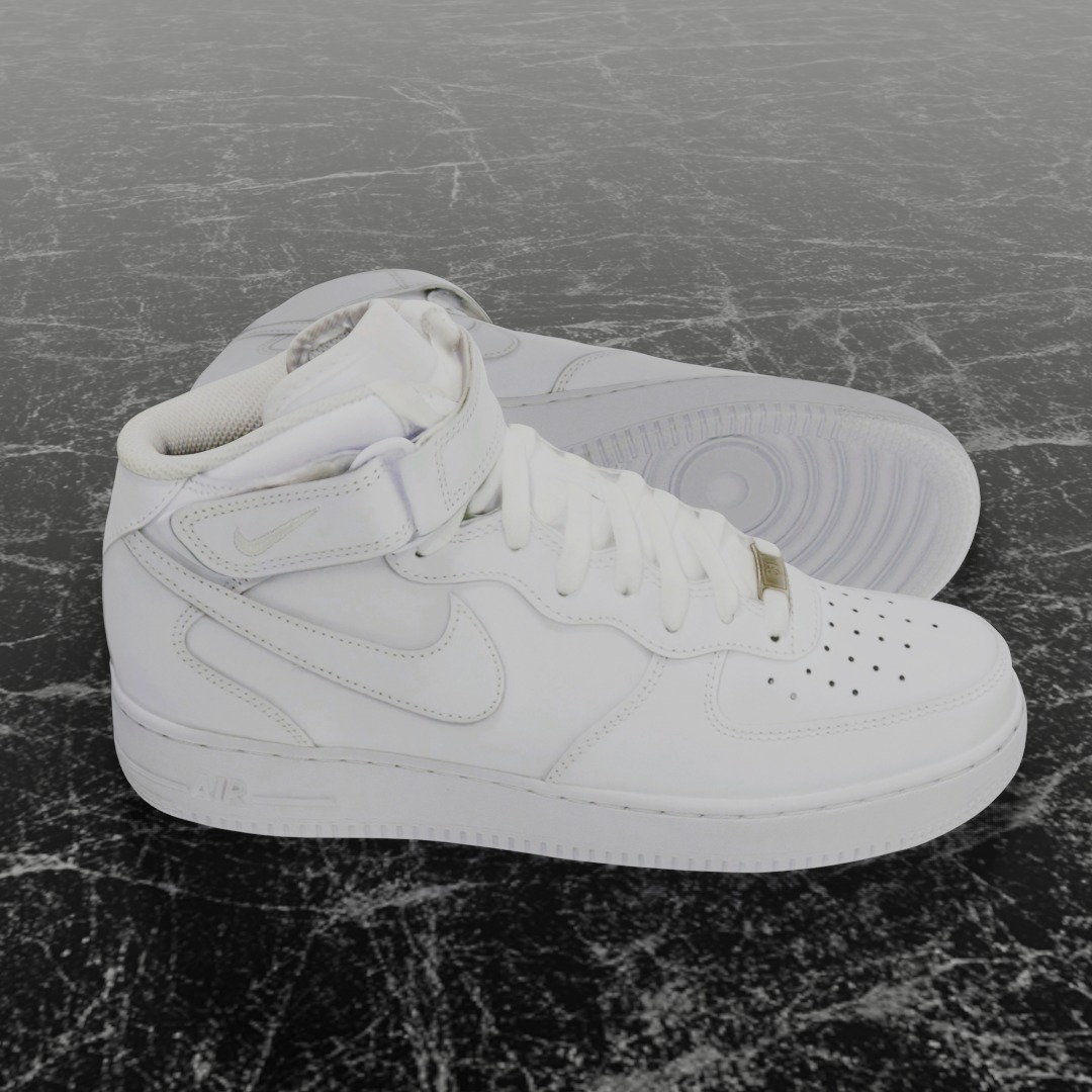 NIKE AIR FORCE ONE 1 WHITE HIGH 3D SHOES Low-poly 3D model_4