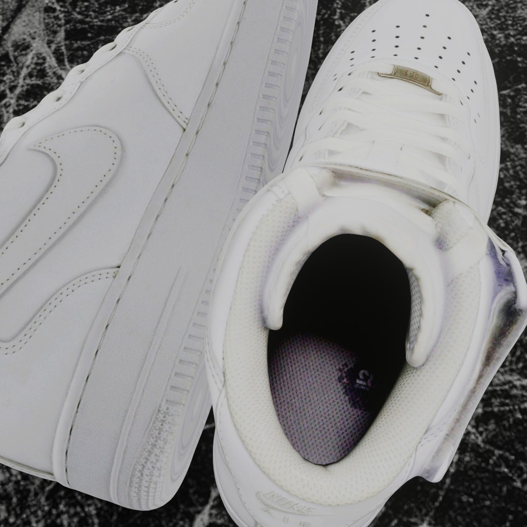NIKE AIR FORCE ONE 1 WHITE HIGH 3D SHOES Low-poly 3D model_9