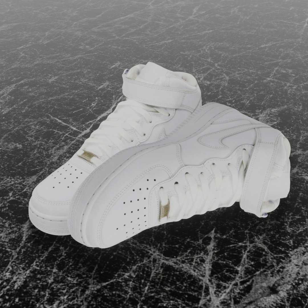 NIKE AIR FORCE ONE 1 WHITE HIGH 3D SHOES Low-poly 3D model_1