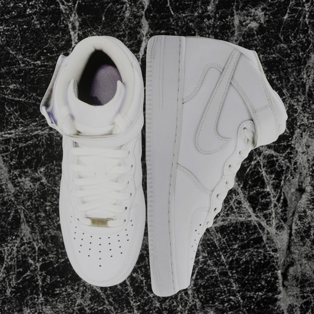 NIKE AIR FORCE ONE 1 WHITE HIGH 3D SHOES Low-poly 3D model_2