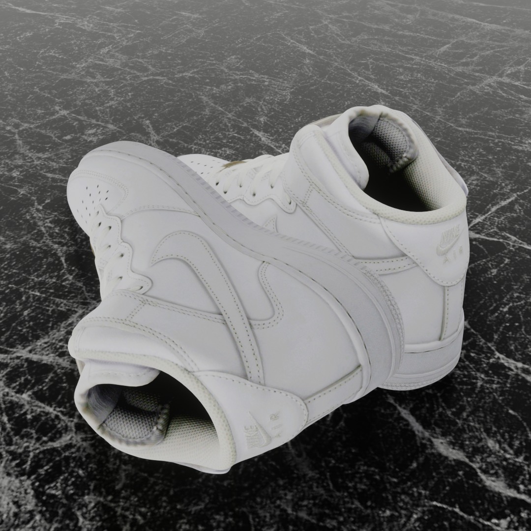 NIKE AIR FORCE ONE 1 WHITE HIGH 3D SHOES Low-poly 3D model_6