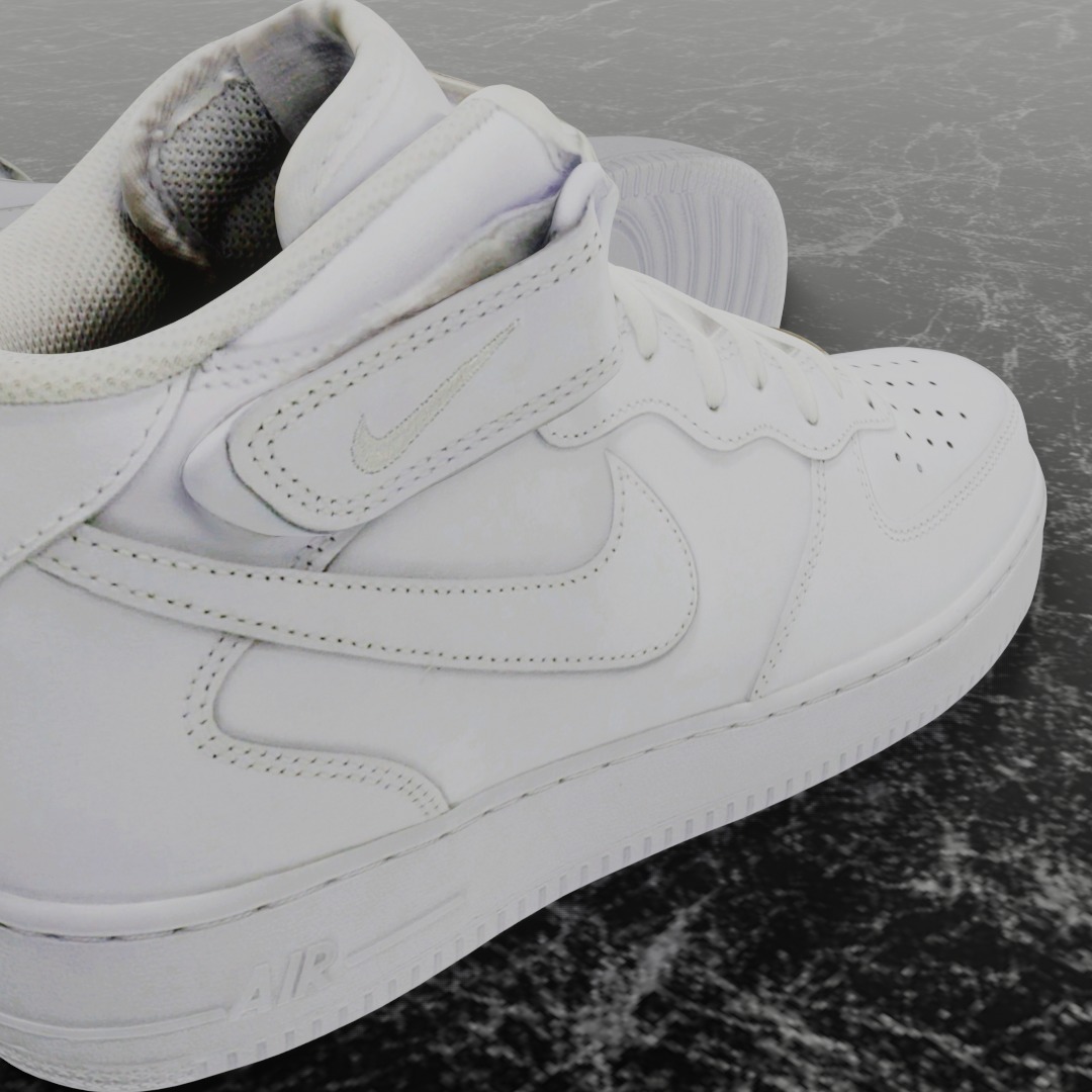 NIKE AIR FORCE ONE 1 WHITE HIGH 3D SHOES Low-poly 3D model_11
