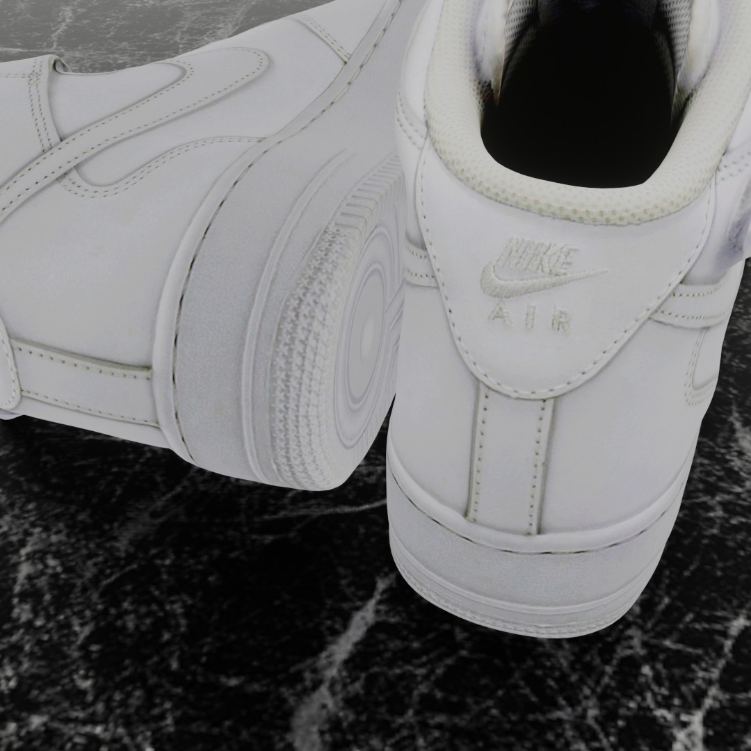 NIKE AIR FORCE ONE 1 WHITE HIGH 3D SHOES Low-poly 3D model_10