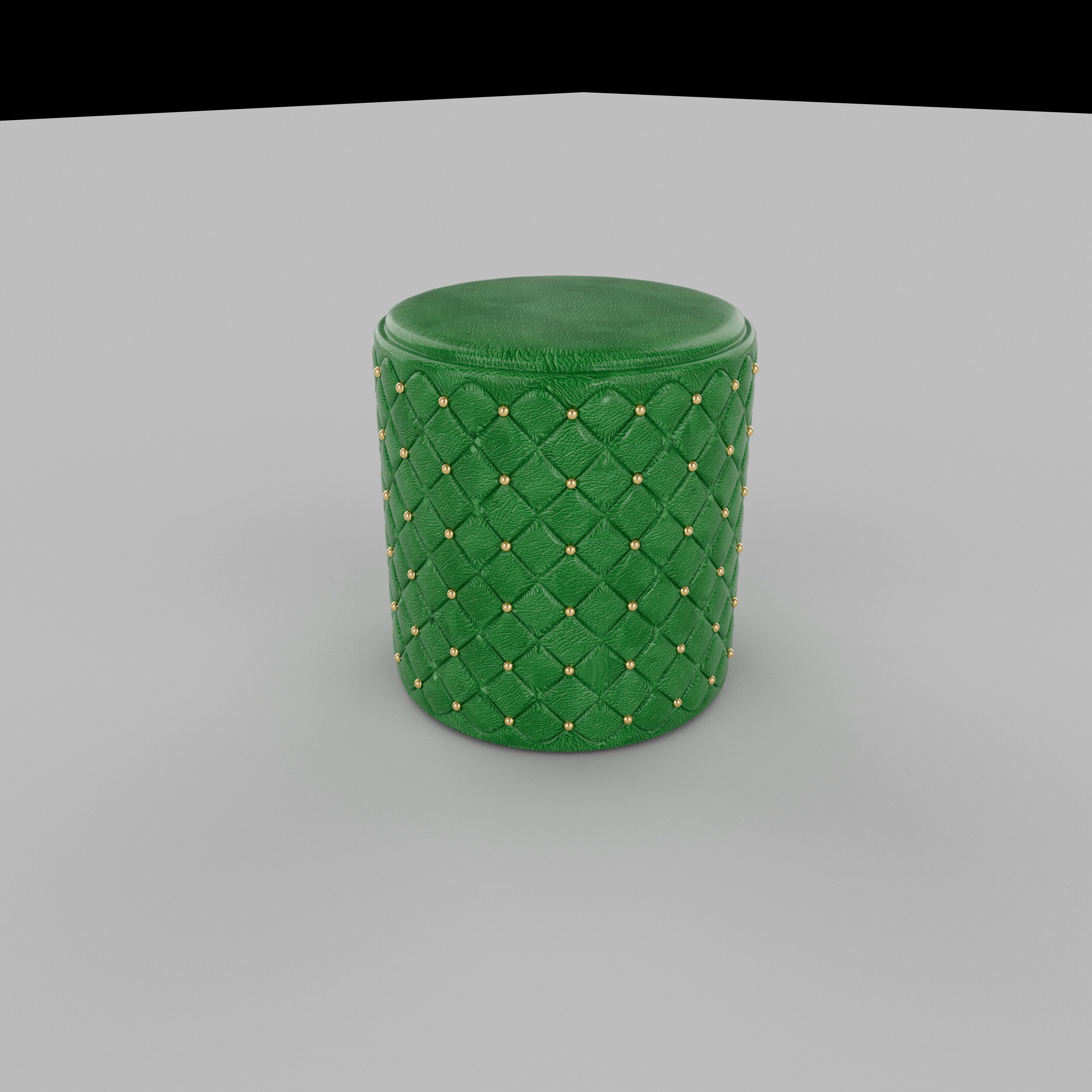 Fabric Leather  Stool Low-poly 3D model_1
