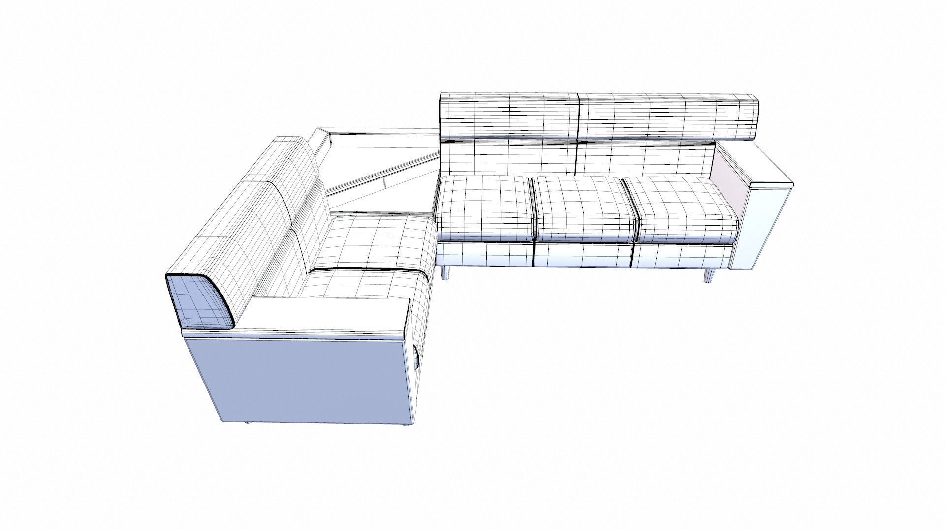 Vertex Leather 5 Seater Sofa Wip Pebble Low-poly 3D model_8