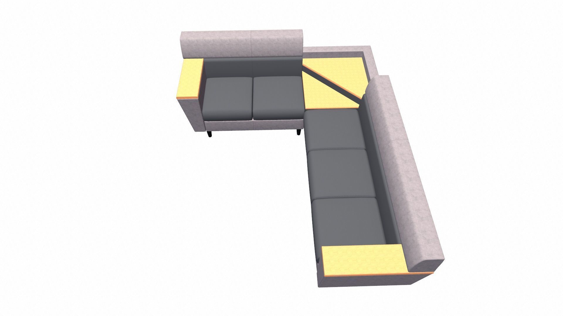 Vertex Leather 5 Seater Sofa Wip Pebble Low-poly 3D model_5