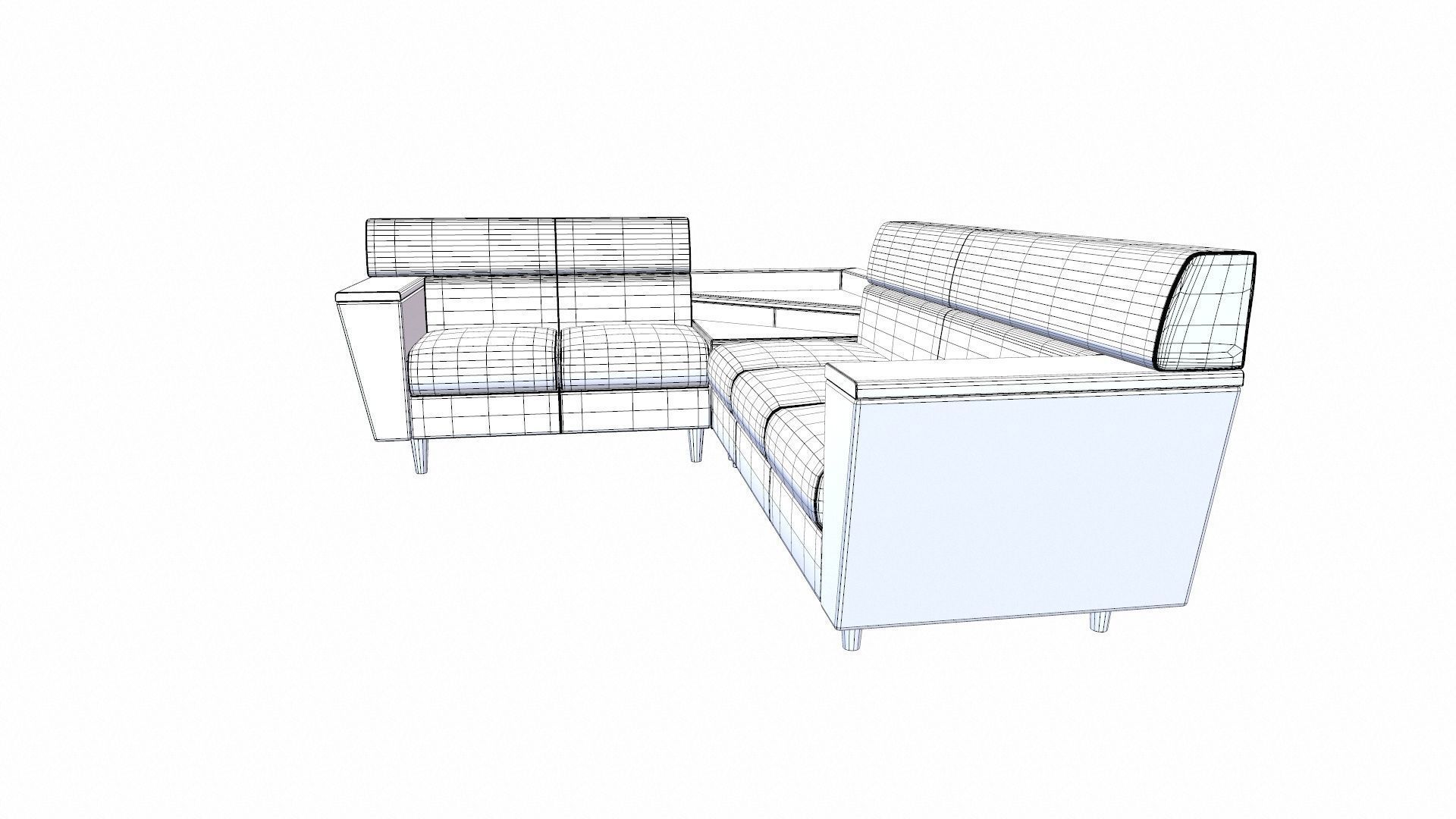 Vertex Leather 5 Seater Sofa Wip Pebble Low-poly 3D model_9