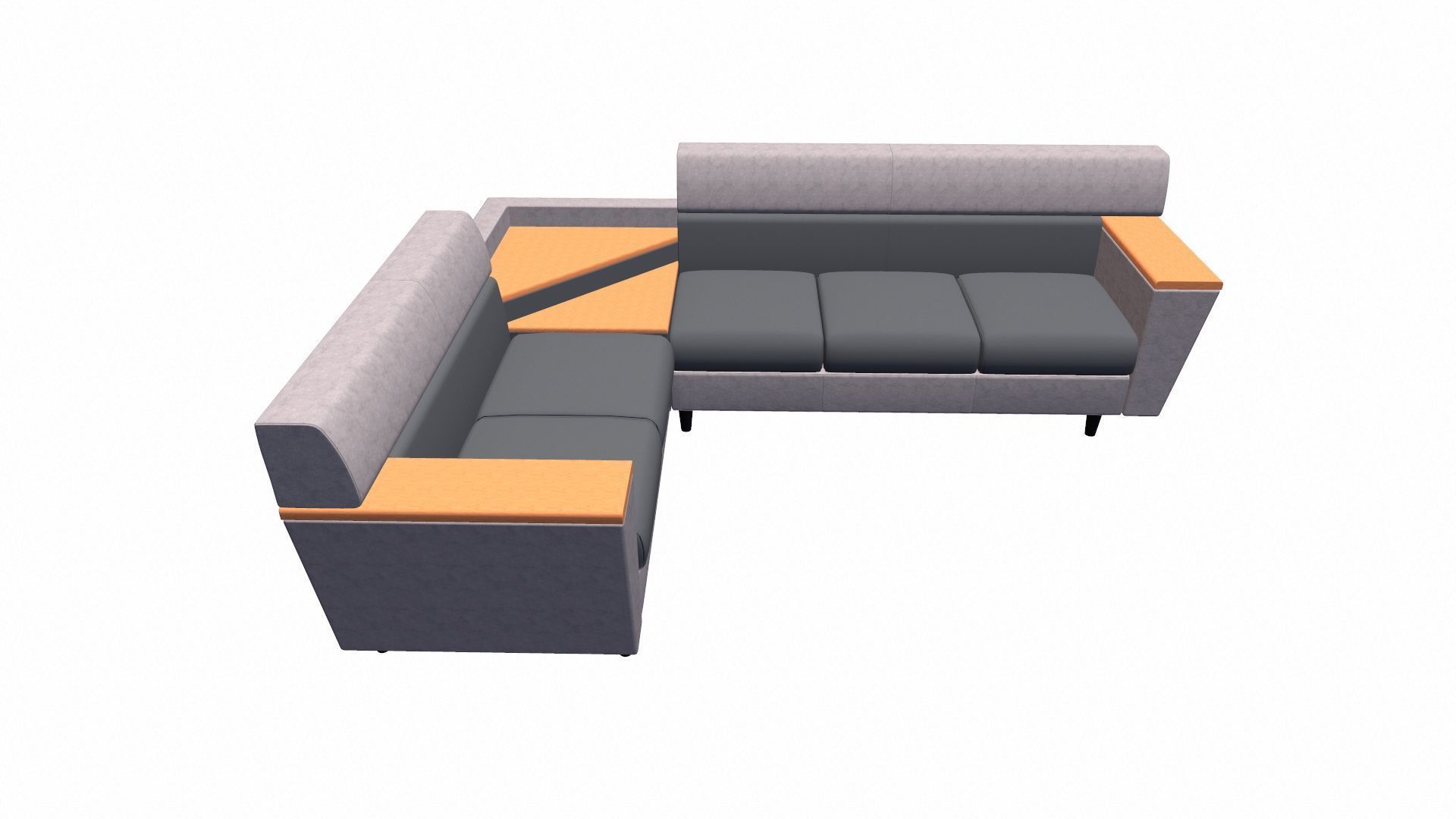 Vertex Leather 5 Seater Sofa Wip Pebble Low-poly 3D model_7