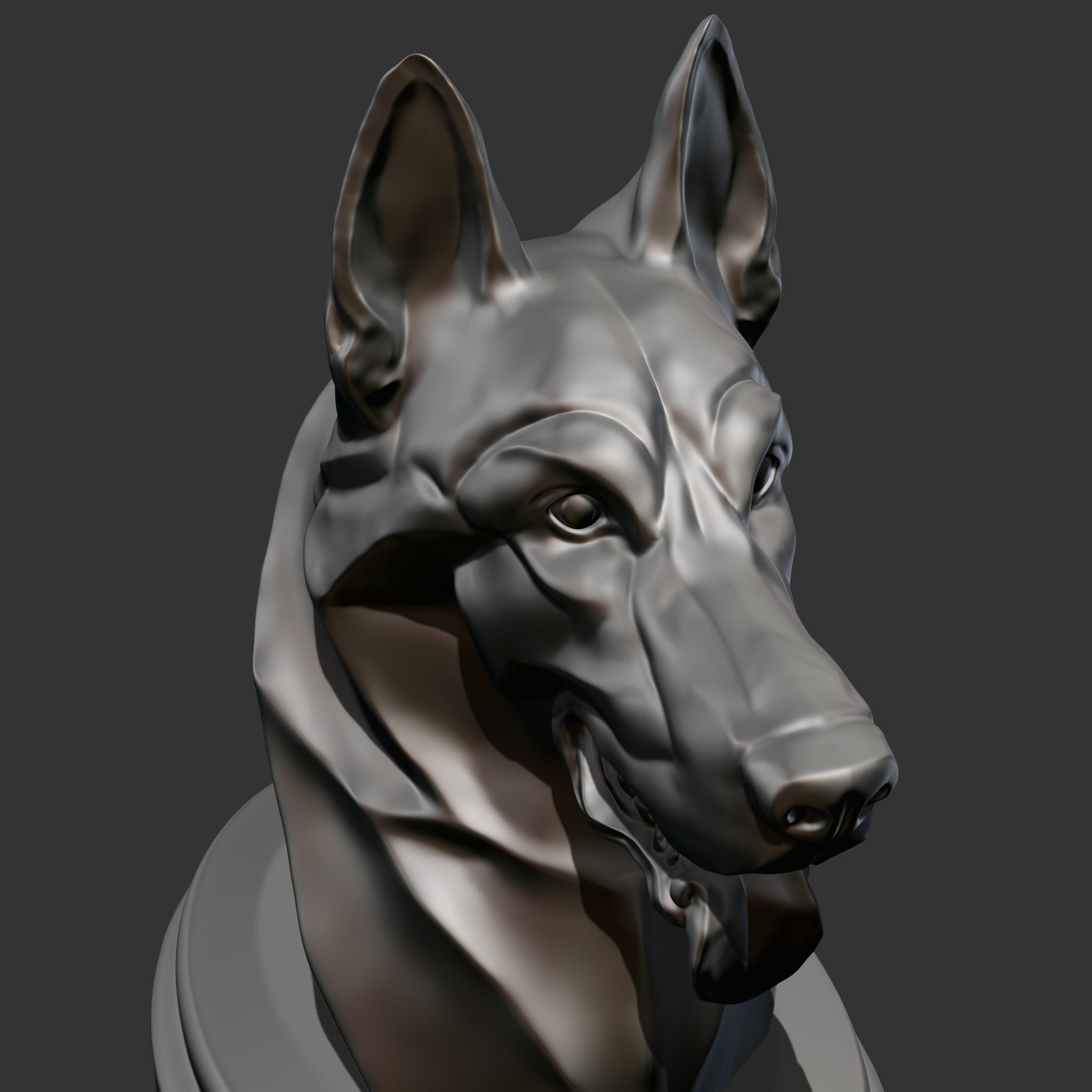 Stylized German Shepherd Dog Head for 3D Print 3D print model_11