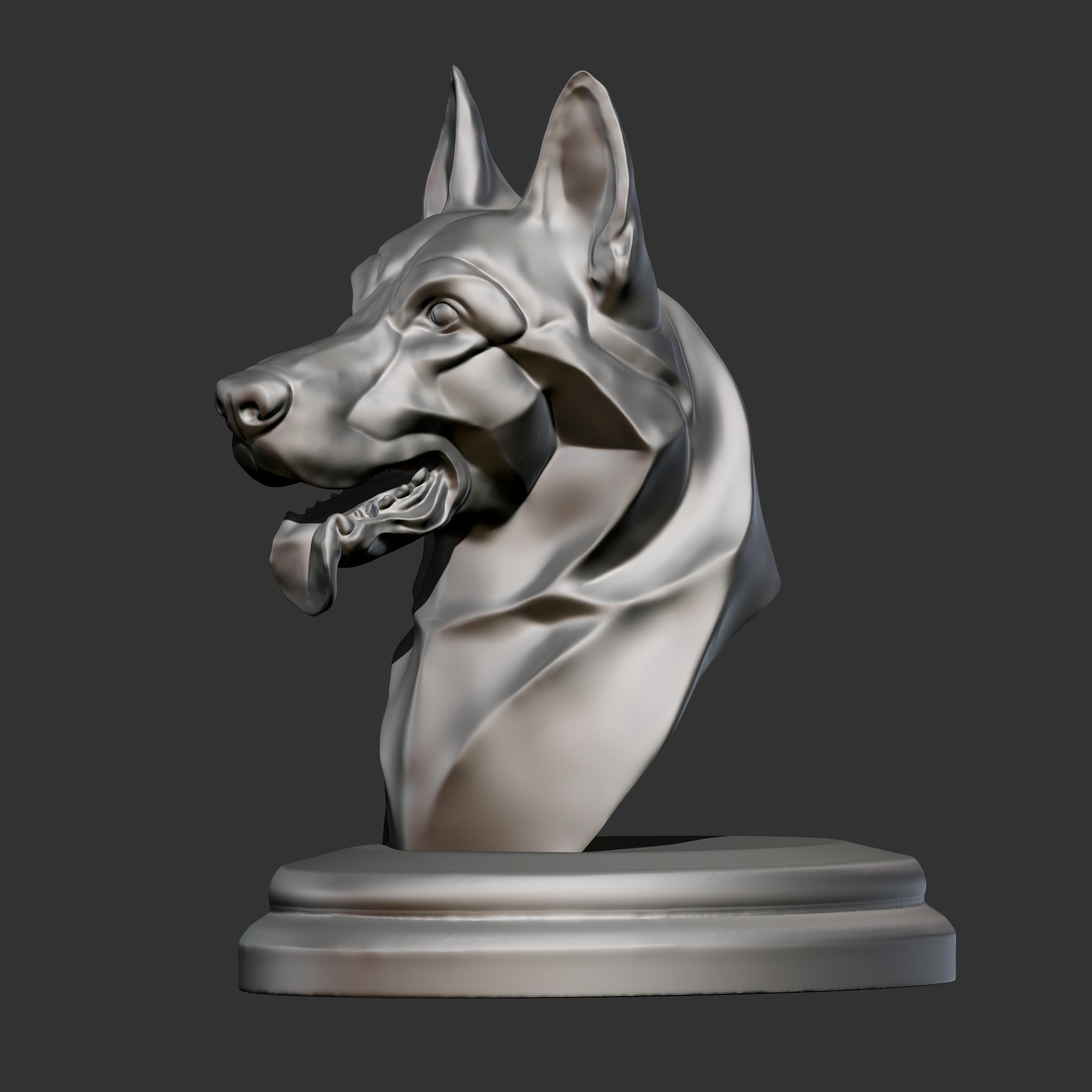 Stylized German Shepherd Dog Head for 3D Print 3D print model_1
