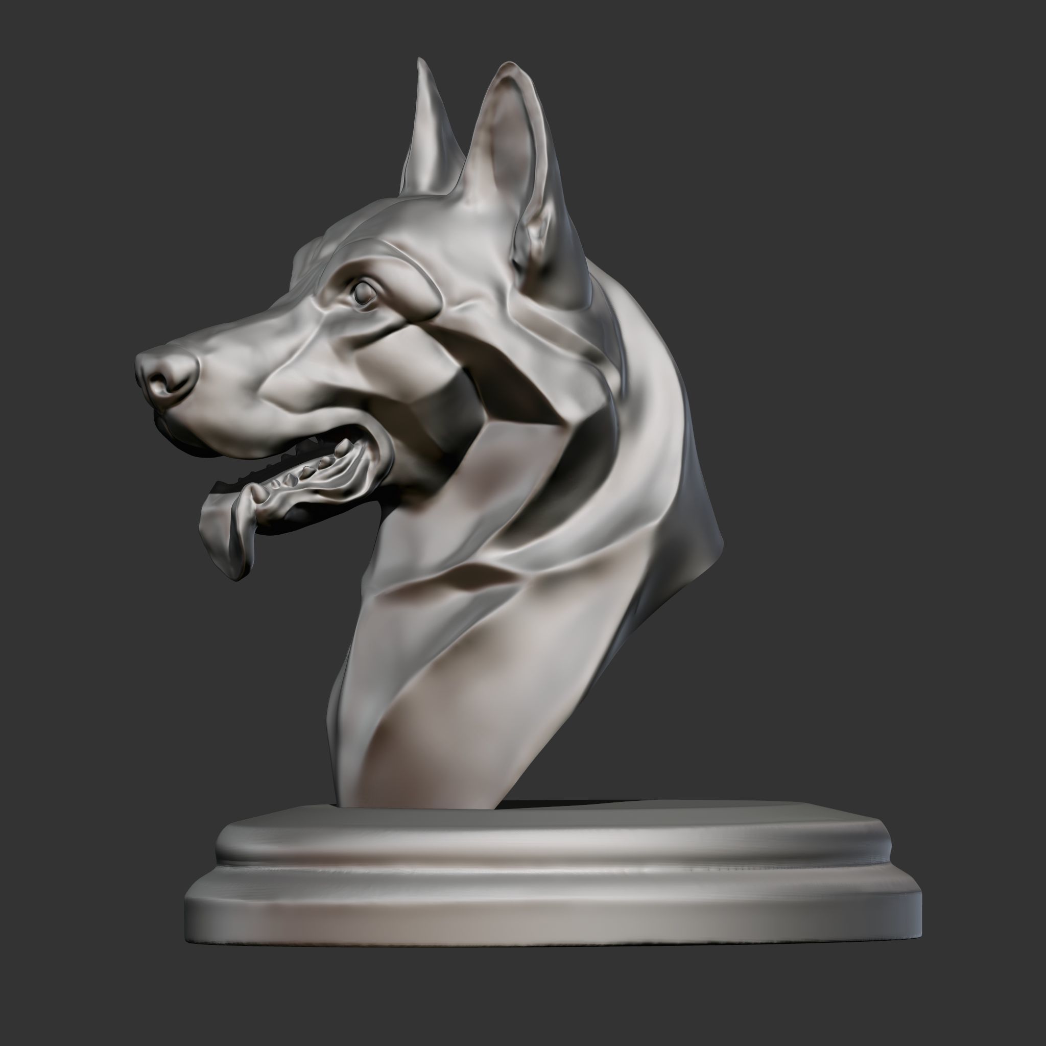 Stylized German Shepherd Dog Head for 3D Print 3D print model_2