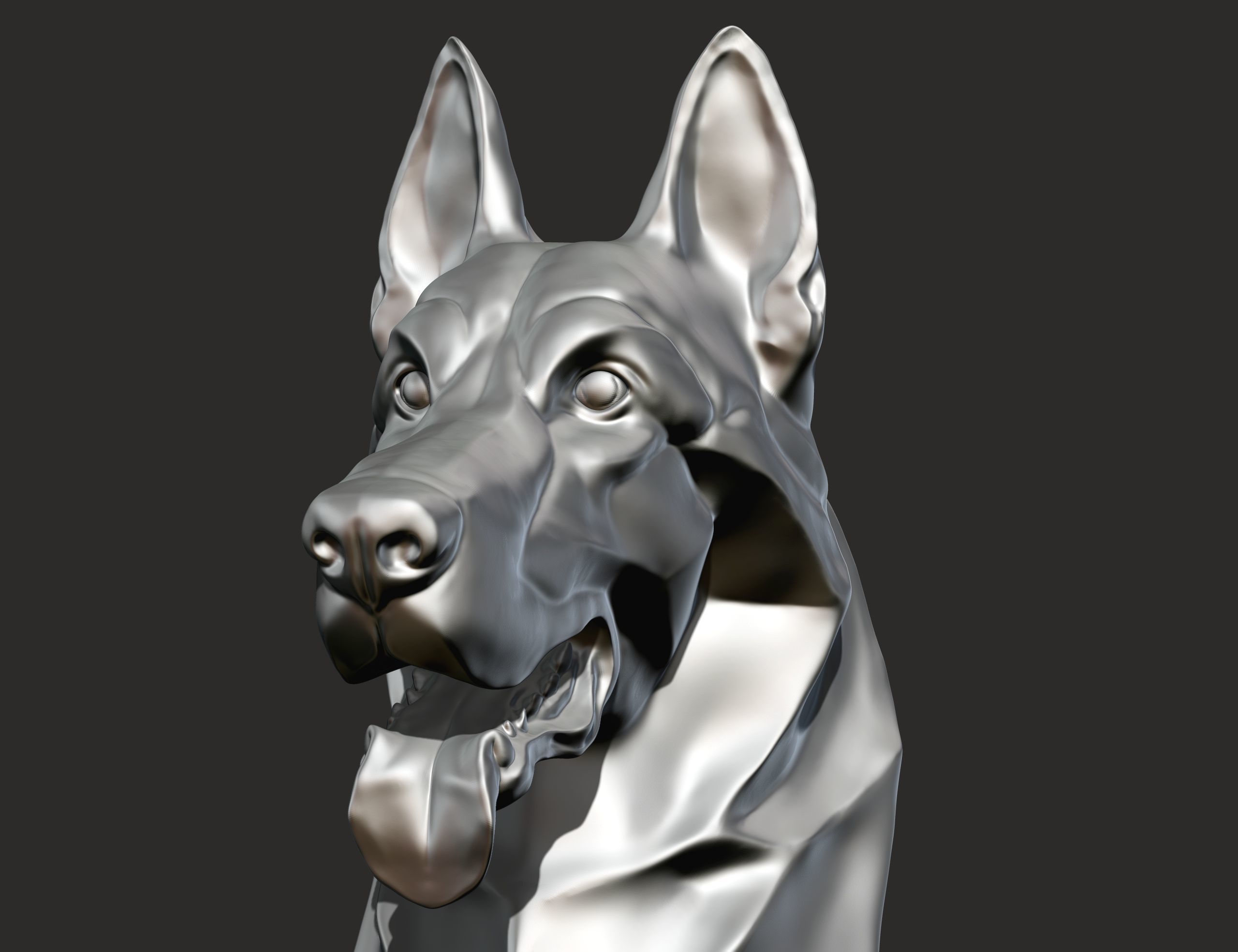Stylized German Shepherd Dog Head for 3D Print 3D print model_12