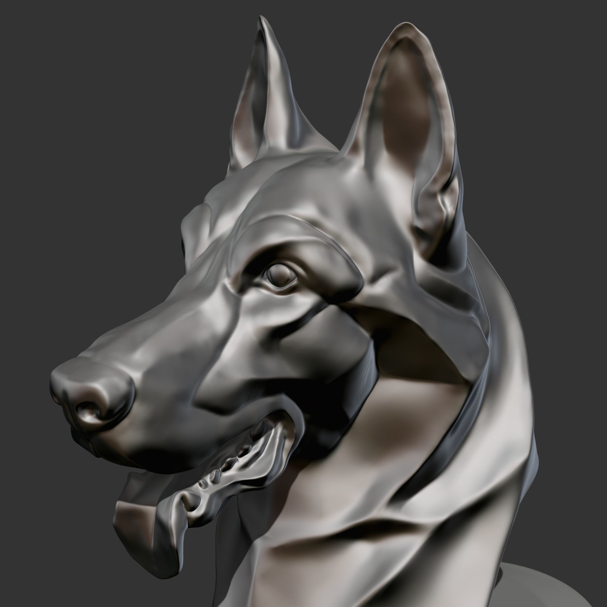Stylized German Shepherd Dog Head for 3D Print 3D print model_10