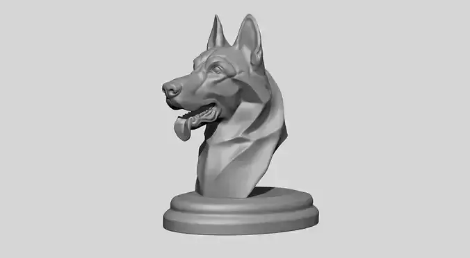 Stylized German Shepherd Dog Head for 3D Print