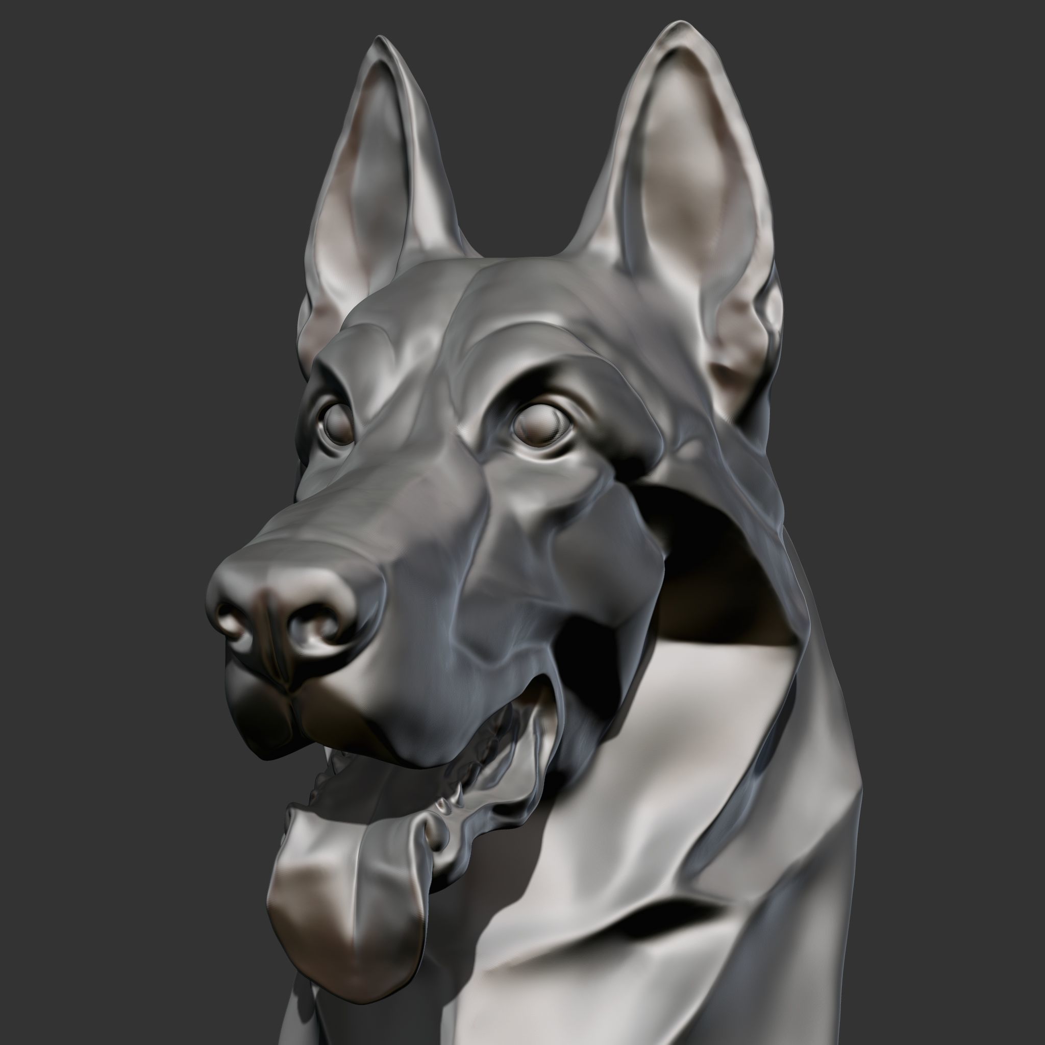 Stylized German Shepherd Dog Head for 3D Print 3D print model_9
