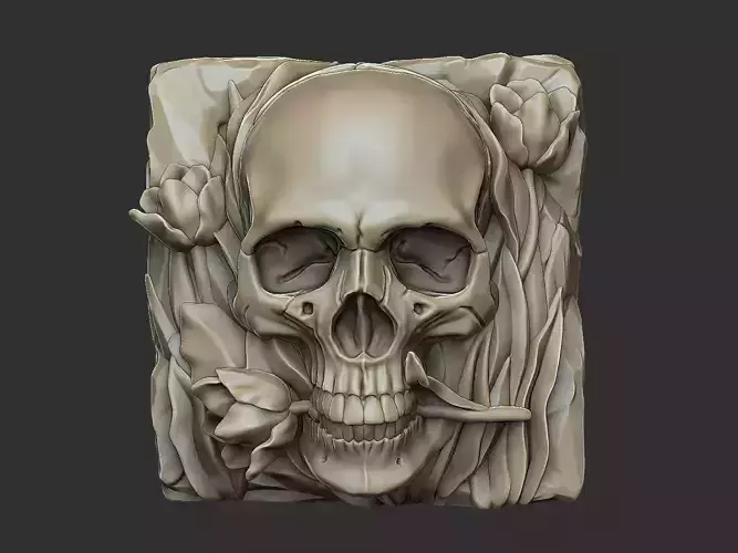 The Skull under flowers design