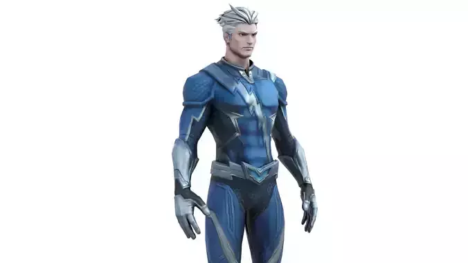 Quick Silver Speedster Marvel Hero 3D Model Game Ready Rigged Low-poly 3D model