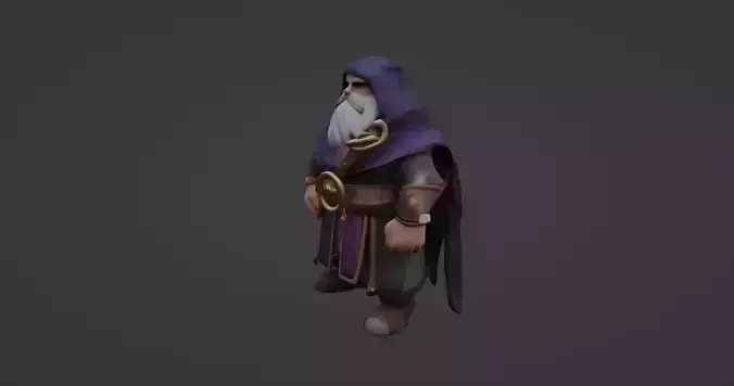 Elderly Wizard Character Fantasy 3D Model 3D model