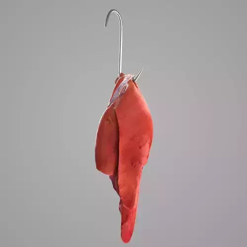 Butchered Pig Fresh Liver on Hook Low-poly 3D model