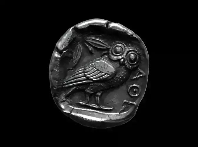 Tetradrachm Athena and owl replica 4th century BCE 3D print model
