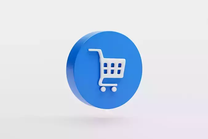 Low Poly 3D E commerce Shopping Cart Icon