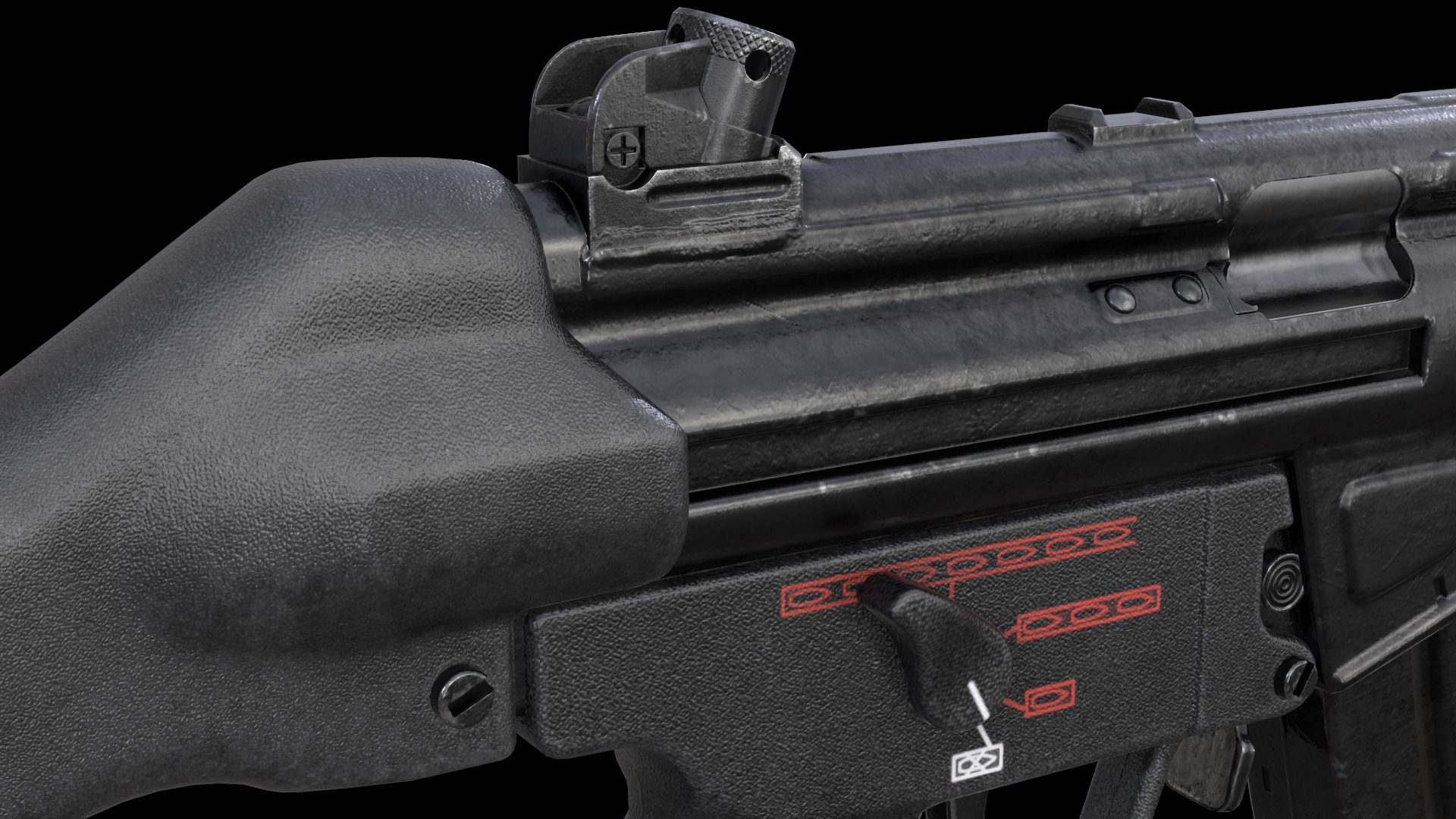 MP5A4 MP5SD5 with Silencer Scope Mount Rail Grip Low-poly 3D model_12